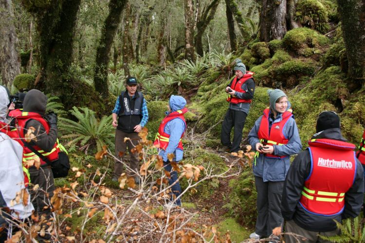 Johan with guests in Waitutu Forest - 2