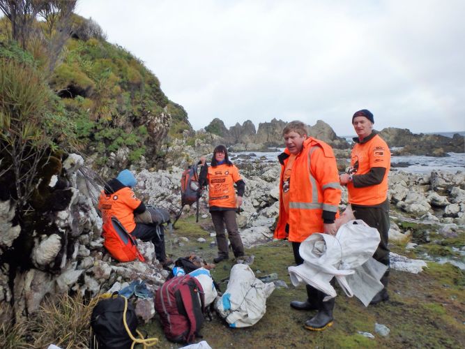 Joyce with voultenteer - Fiordland Costal Cleanup